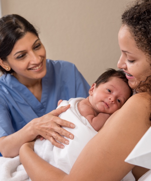 Babies should be placed skin-to-skin with the mother as soon as she is alert and able to safely respond to her baby